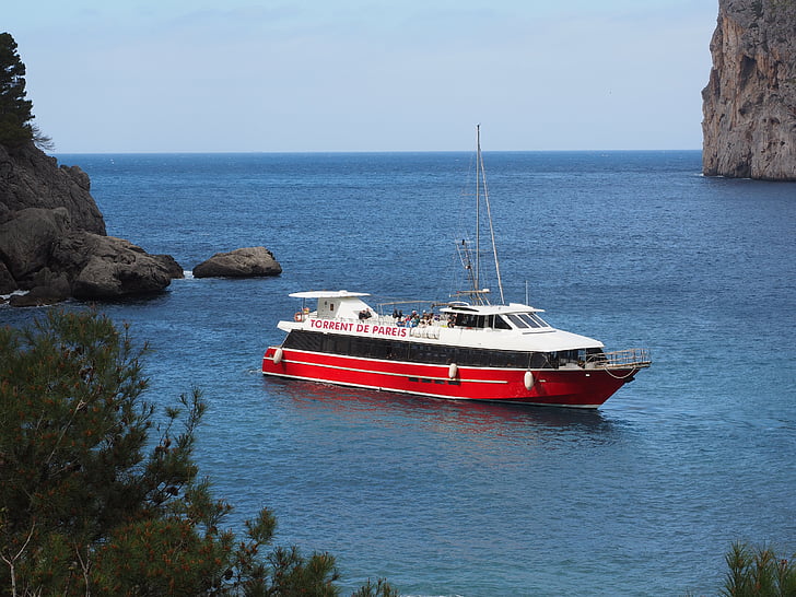 fartyg, bokade, sa calobra, Bay i sa calobra, Serra de tramuntana, havsvik, Mallorca