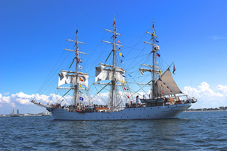 sailing vessel, sail, sea, ship, shipping, hanse sail, rostock