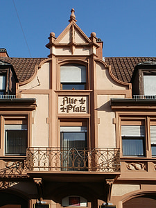 Gable, frontón, Schwetzingen, balcón, arquitectura, edificio, antiguo