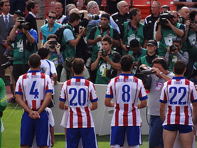 fútbol, fútbol, Atlético, partido, fotógrafos, jugadores de fútbol