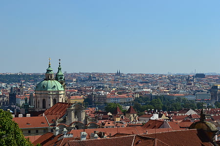 Prague, modo de exibição, Praga República Checa, Igreja, Panorama, cidade, passeio