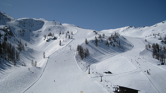 Ski run, Ziemas sporta veidi, kalni, Alpu, Slēpošana, ziemas, slēpošanas apgabalā