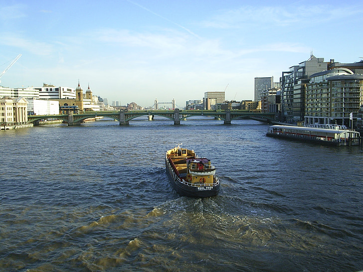 elven, Themsen, London, England, byen, båt, reise