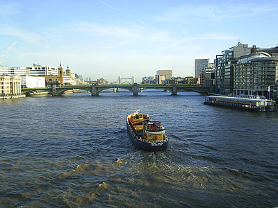 elven, Themsen, London, England, byen, båt, reise