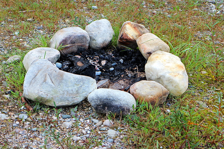 fireplace, stone circle, stones, fire, cold, went out, burned down