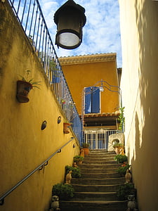 provence, steps, france, house, yellow, architecture, italy