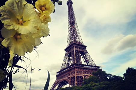 パリ, フランス, タワー, 旅行, 花, 愛, 観光名所