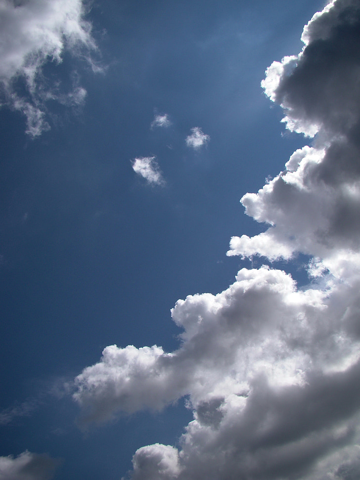 sky, clouds, blue, white, summer, day