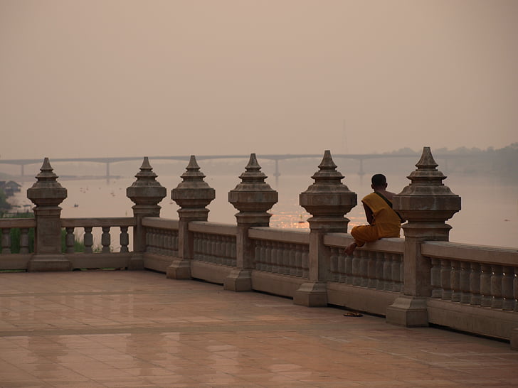 будистки, мост, спокойствие, на база, река, религиозни, Тайланд