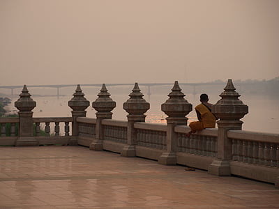 buddhist, bridge, calm, based, river, religious, thailand