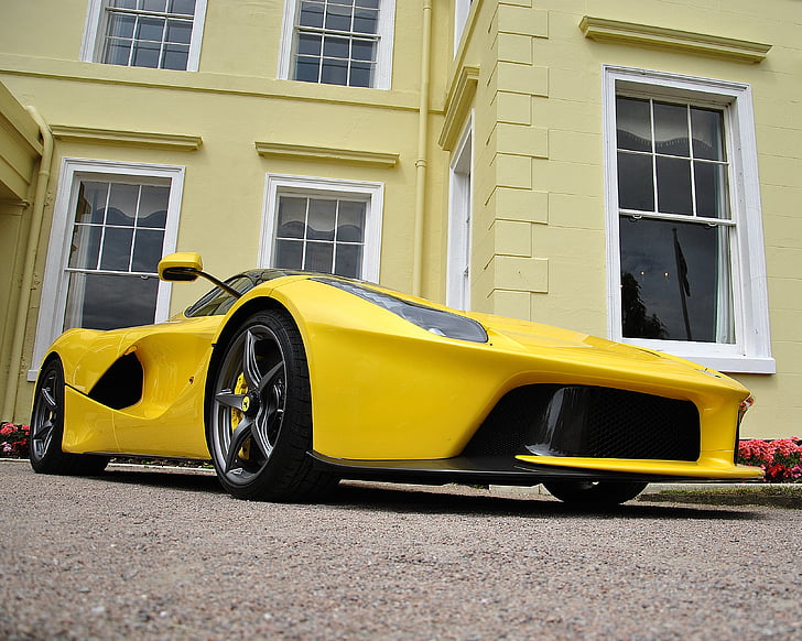 Ferrari, voiture, voiture jaune, véhicule, automobile, style, voiture de sport