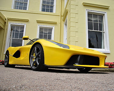 Ferrari, Mobil, mobil kuning, kendaraan, Mobil, gaya, Mobil Sport