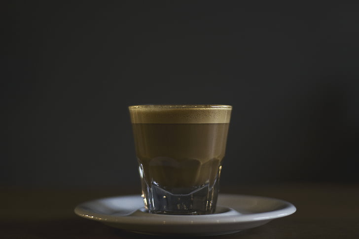 svartvit, frukost, koffein, cappuccino, kaffe, Cup, mörka