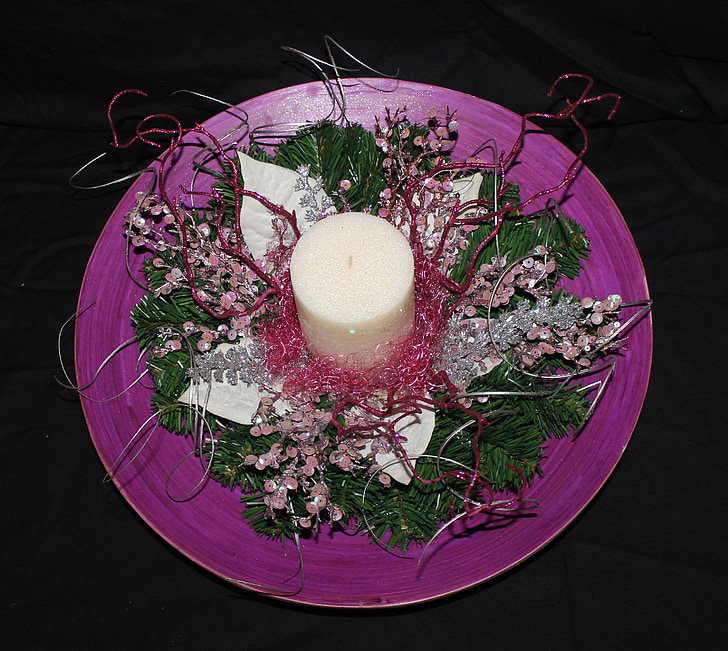 plate, christmas, candle, violet, gifts