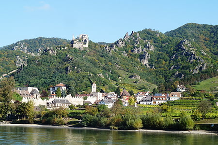 Dürnstein, Dunojaus, griuvėsiai, Wachau, burgruine, kraštovaizdžio