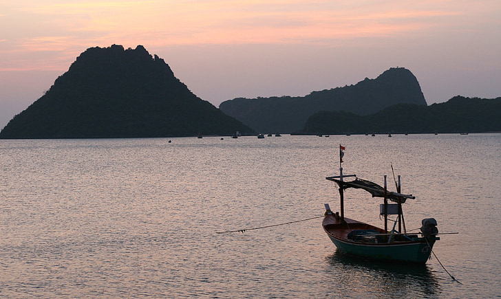 matahari terbit, damai, tenang, Pelabuhan, Cove, perahu, perahu nelayan