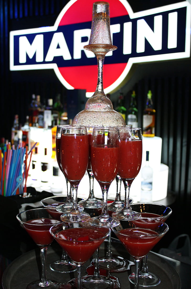 cocktails, blod mary, blodiga, glas, dryck, röd, alkohol