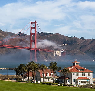 mlha, San francisco, Kalifornie, historické, orientační bod, cestování, Architektura