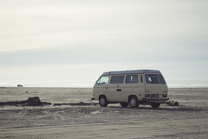 hippie van, stranden, sand, 4 x 4, off-road kjøretøy, bil, ørkenen