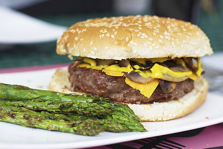 Burger, -Grill, z grilla, Hamburger, posiłek, Barbeque, mięso