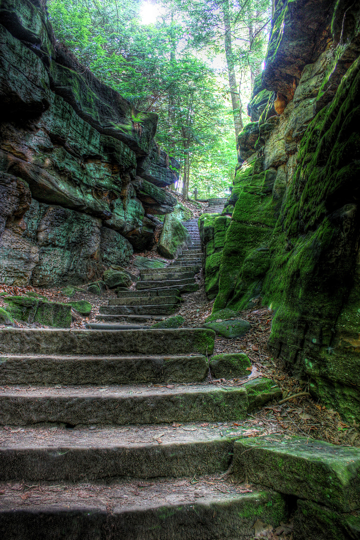 escadas, natureza, escada, natural, pedra, paisagem, caminho