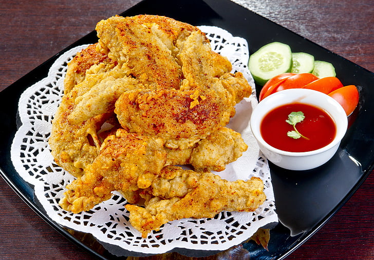 jedzenie, dania kuchni koreańskiej, Skrzydełka kurczaka, odżywianie, smaczny, Restauracja, dla smakoszy