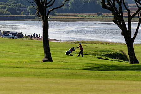 golf course, golf, course, golfer, golf trolley, walking, landscape