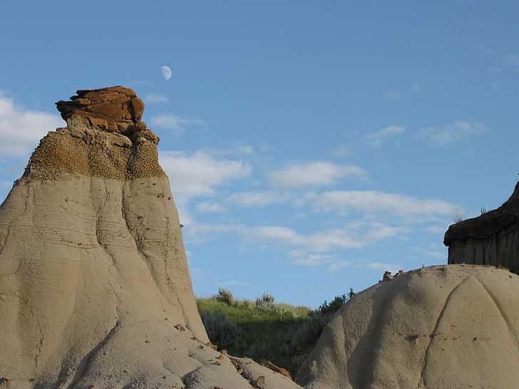 Badlands, fosilijas, erozijas, ainava, Alberta, Kanāda, dinozaurs