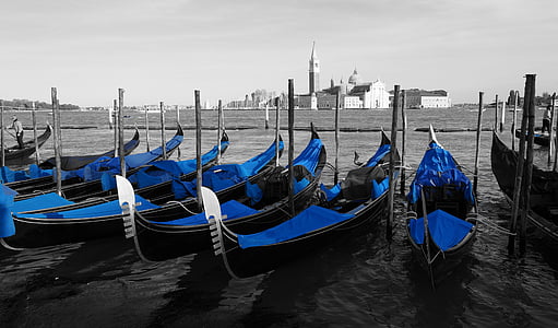 Venedig, gondoler, arkitektur, Italien, staden, gamla hus, kanal