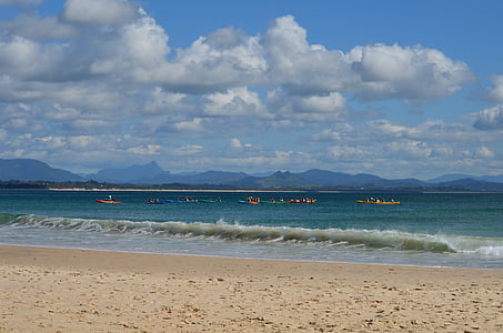 Baía de Byron, praia, Nova Gales do Sul, o passe, surf