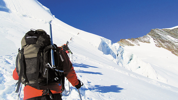 alpinisme, cordée, Alpes, montagne, neige, hiver, nature