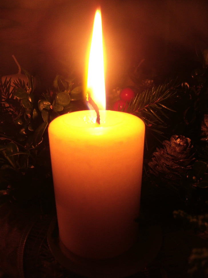 candle, winter, christmas, light, yellow, fire, flame
