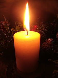 Свічка, взимку, Різдво, світло, жовтий, вогонь, полум'я