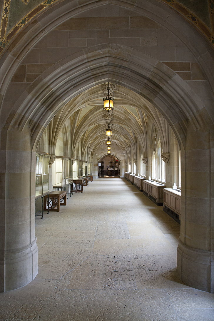 biblioteca, esterlina, Universidade, Yale, escola, claustro, perspectiva