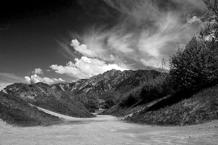 landscape, black and white, dramatic, alpine, mountains, armas, hill