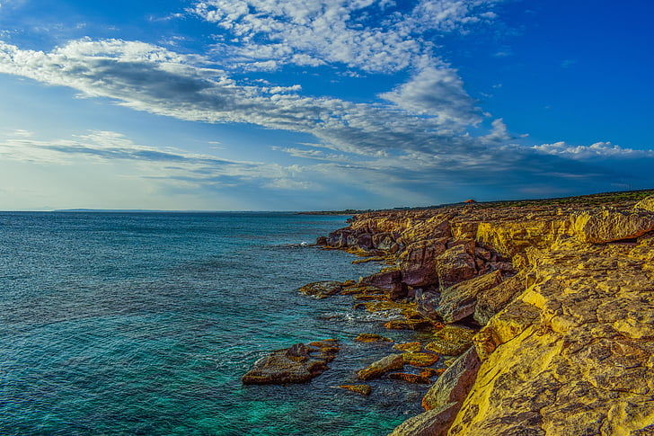 Costa, scogliera, roccia, colorato, erosione, paesaggio, vicino al mare