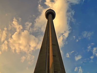 cntower, tower, sky, architecture, clouds, building, famous Place
