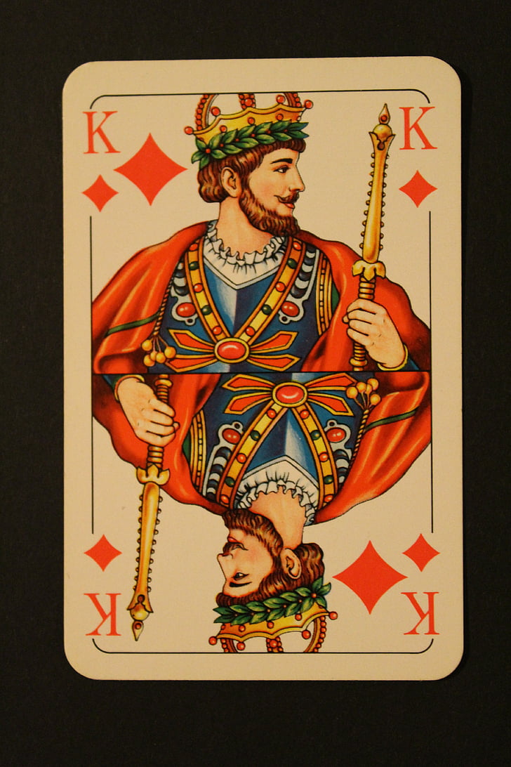 mapa, juego de cartas, jugando a las cartas, diamantes, Skat, rey, corona