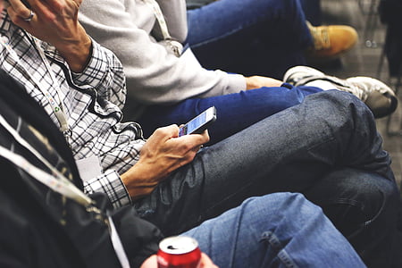 kişi, Holding, Smartphone, Beyaz, oturma, iPhone, Konferans