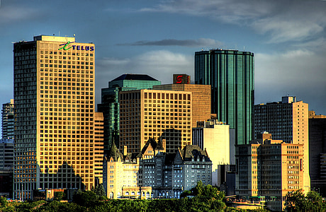 Edmonton, Kanada, Skyline, város, városok, felhőkarcoló, Sky