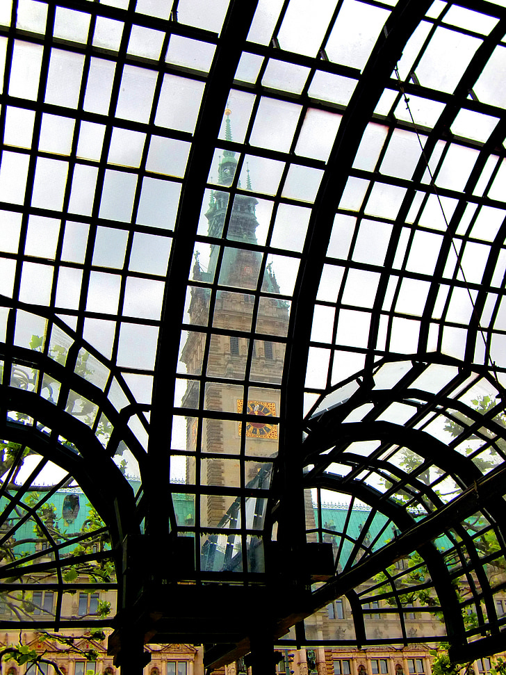 klaas, aknaga, Klaasfassaadi, hoone, Hamburg, struktuur, Grid