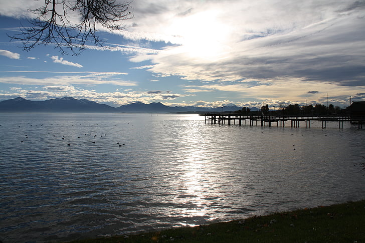Chiemsee, Lake, nước, màu xanh, cảnh quan, vùng Upper bavaria, Xem