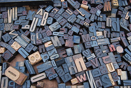 blau, marró, carta, taulers, blocs, textil, tipus de lletra