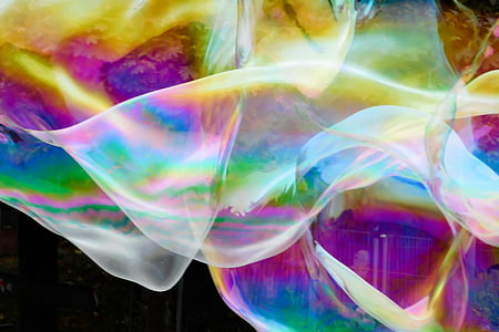 bolla di sapone, bolla, volare, galleggiante, facilità, colorato, colori dell'arcobaleno
