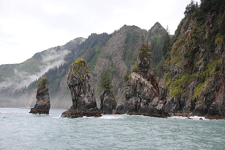 Alaska, naturen, vildmarken, havet, kusten, stranden, landskap