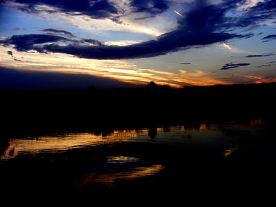 sunset, sky, sun, cloud, twilight, lake, in the evening