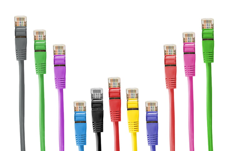 电缆, cat-5e, 多彩, 色彩缤纷, 以太网, 局域网, lan 电缆