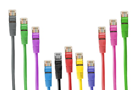 cablu, cat-5e, colorat, pline de culoare, Ethernet, LAN, cablu de LAN