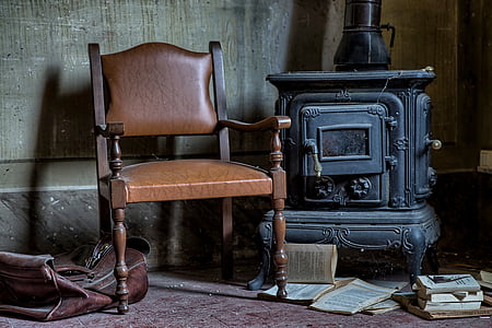 кресло, Старый, документы, книги, беспорядок, ящик, Античный, сумка