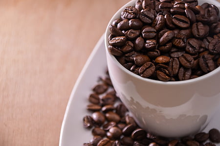 カップ, 穀物コーヒー, コーヒー, スティル ・ ライフ, 粒, 取るに足らない, 豆